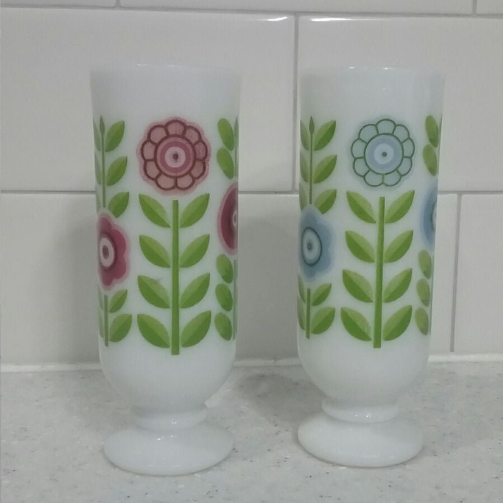Vintage Avon Floral Glass Vases